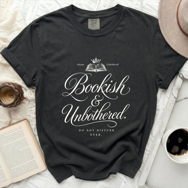 Bookish & Unbothered Crown Tee in Black