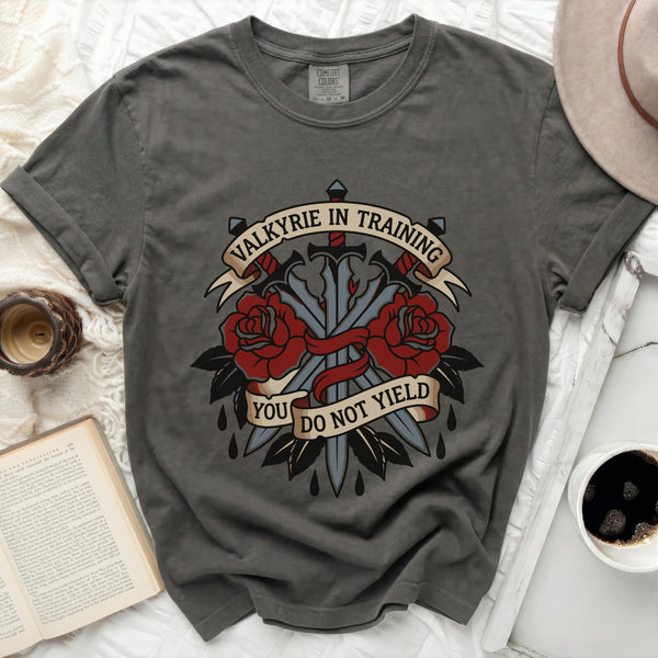 Valkyrie in Training Tattoo Style Tee in Pepper