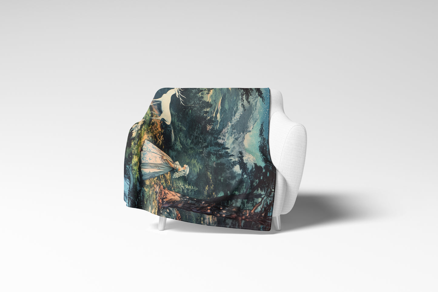 Enchanting Forest Scene With Waterfall Blanket