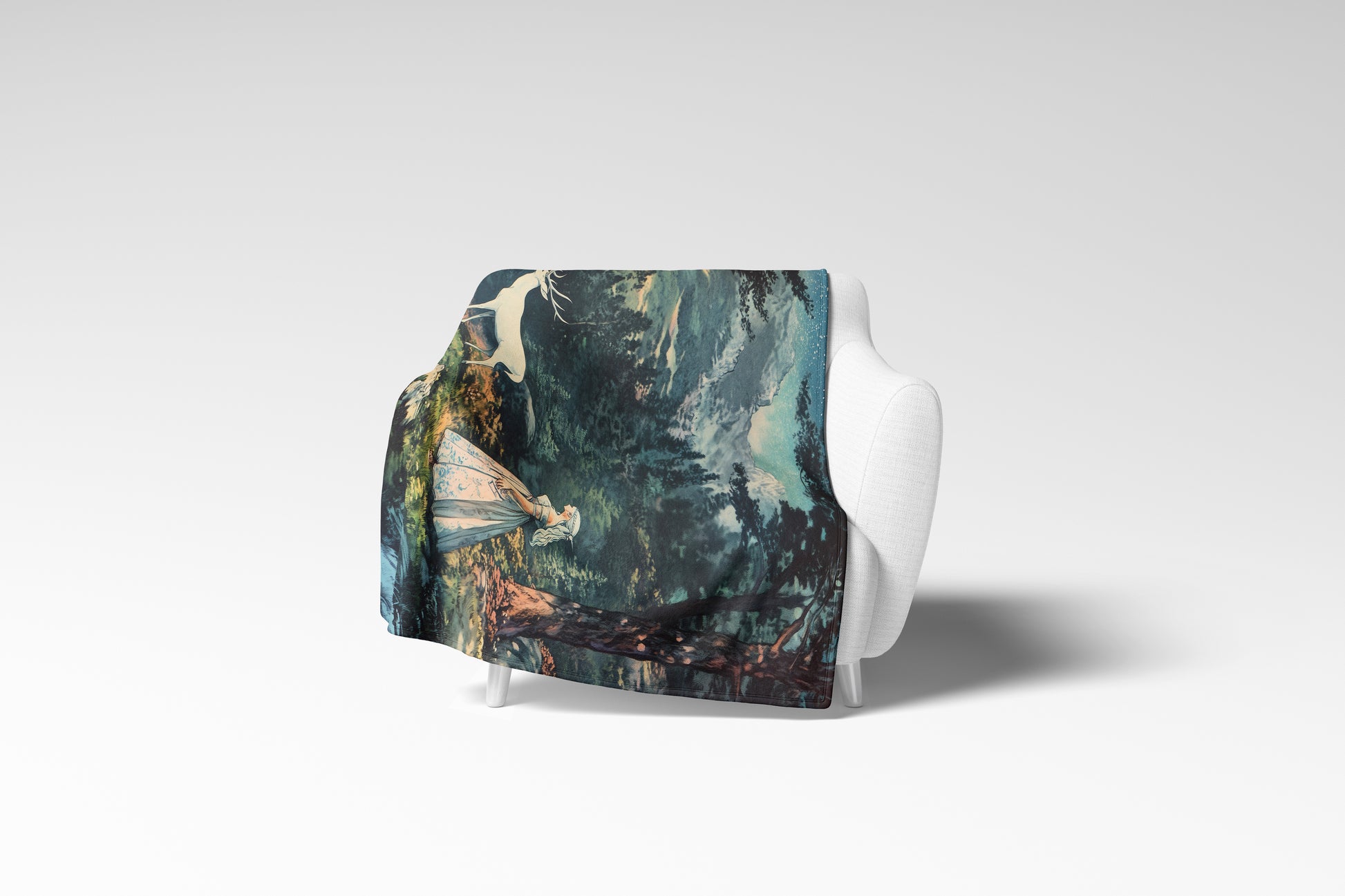 Enchanting Forest Scene With Waterfall Blanket