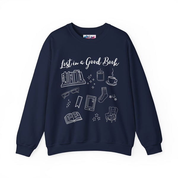 Lost in a Good Book Sweatshirt in Navy