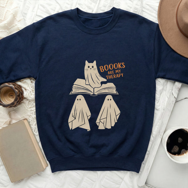 Booooks Therapy Sweatshirt in Navy
