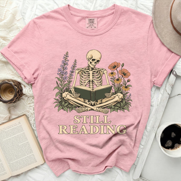 Still Reading Skeleton Tee in Blossom