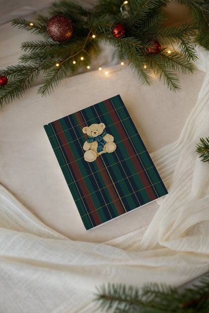 Festive Teddy Bear Plaid Design Holiday Notebook