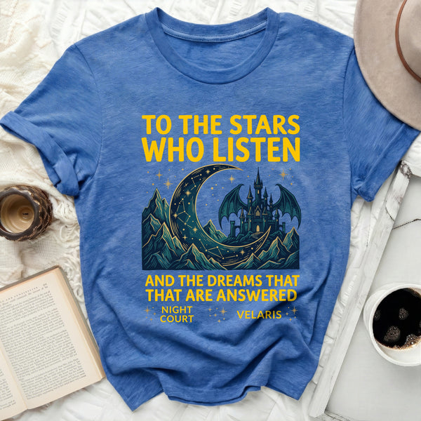 Velaris Dreamer Statement Tee in Heather True Royal