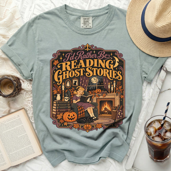 Reading Ghost Stories Tee in Bay