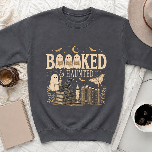 Booked & Haunted Sweatshirt in Dark Heather
