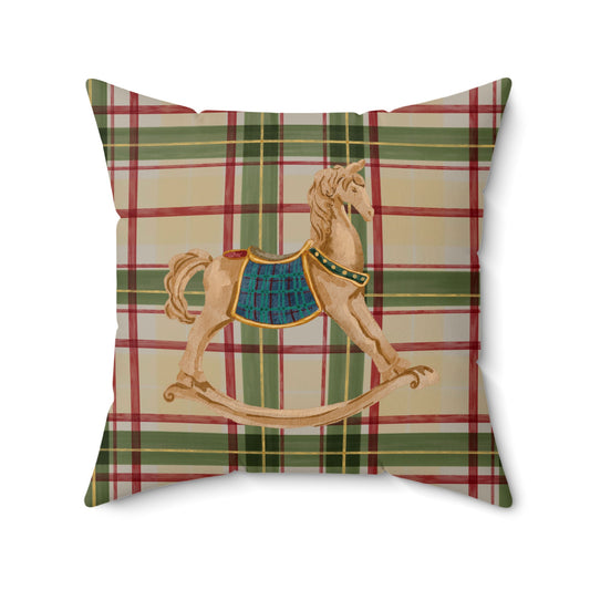 Plaid design rocking horse decorative cushion cover