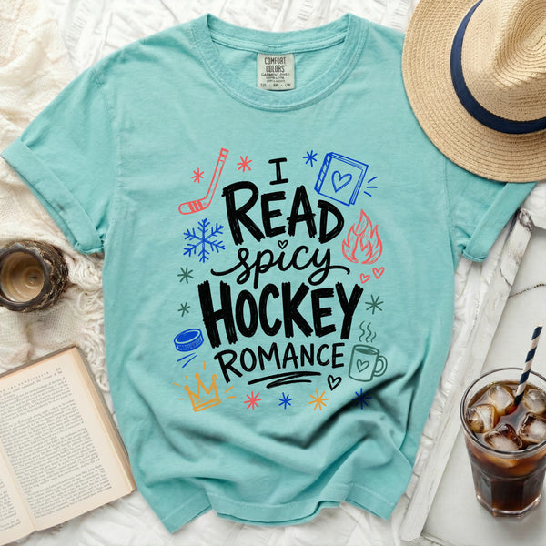 Spicy Hockey Romance Reader Tee in Island Reef