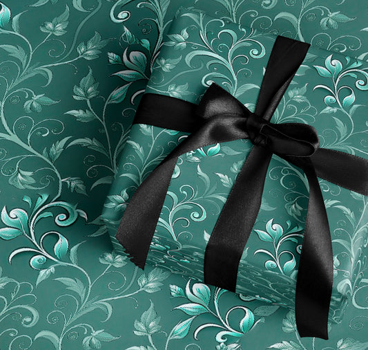 Green Floral Gift Wrapping Paper for Special Occasions