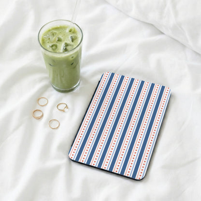 Blue and White Striped Pattern with Dots Product