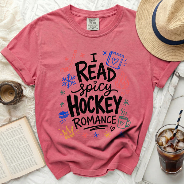 Spicy Hockey Romance Reader Tee in Crunchberry