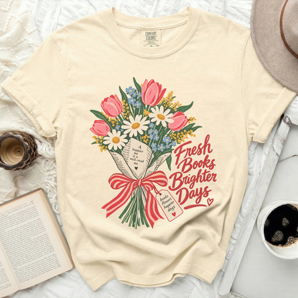 Fresh Books Floral Tee in Ivory