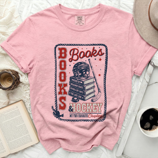 Books & Hockey Chapters Tee in Blossom