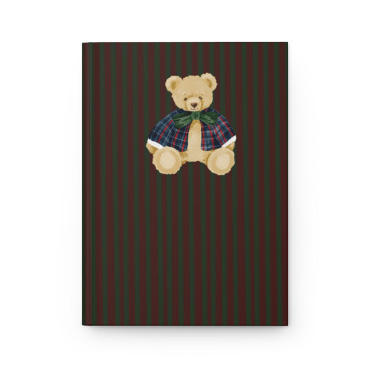 Striped Notebook with Adorable Bear Cover Design