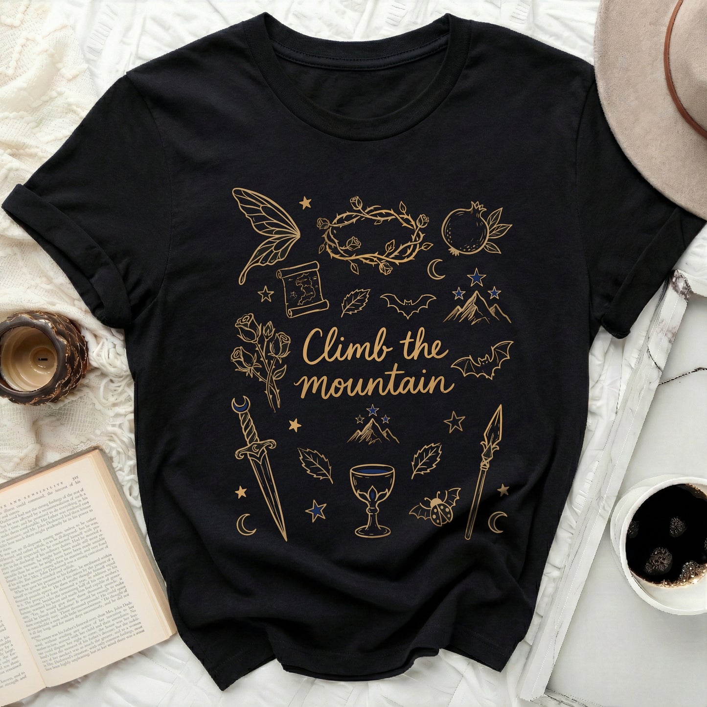 Climb the Mountain Fantasy Art Golden Print product type