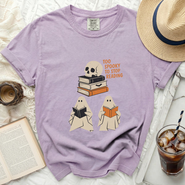 Spooky Reader Bookworm Ghoul Tee in Orchid