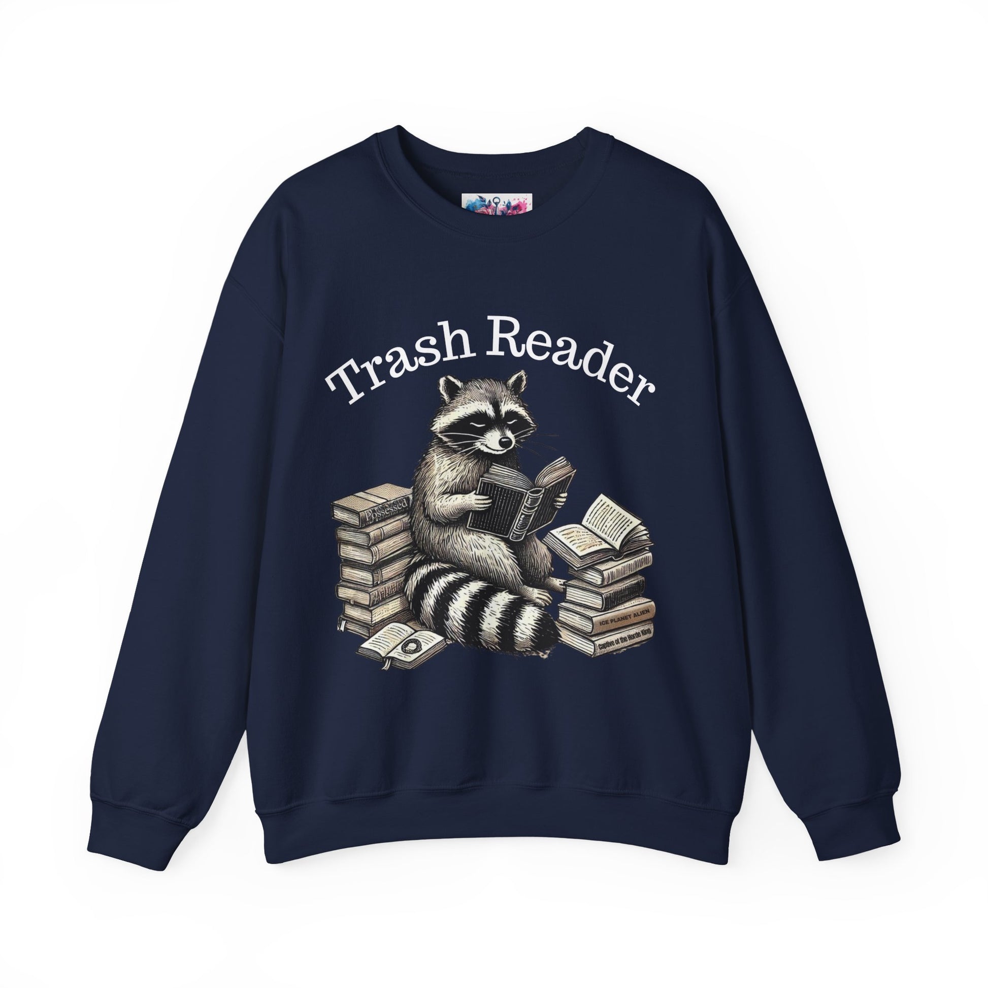 "Trash Reader" Raccoon Book Lover Sweatshirt - MagicMerchEmporium