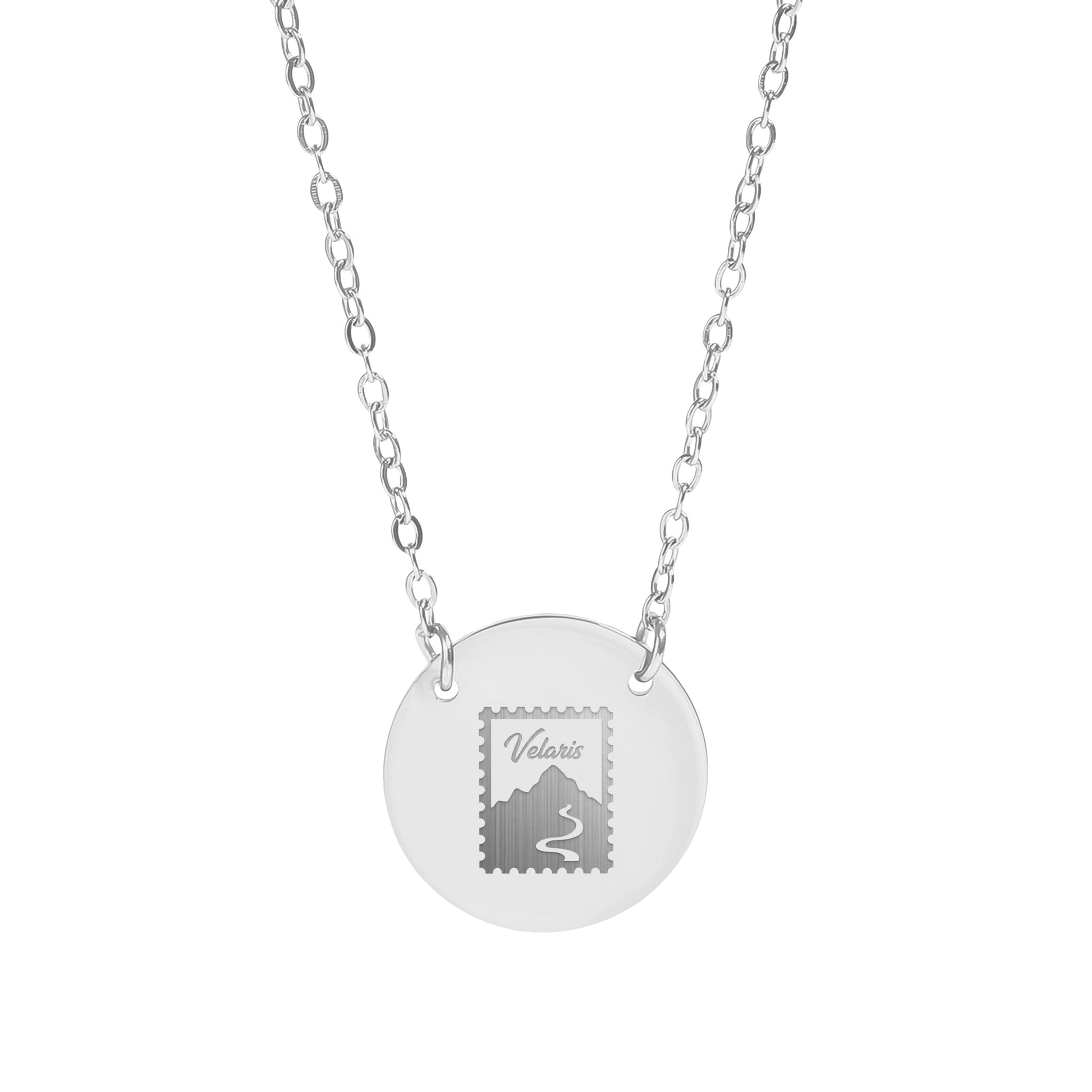 Elegant Round Pendant with Intricate Stamp Design Necklace