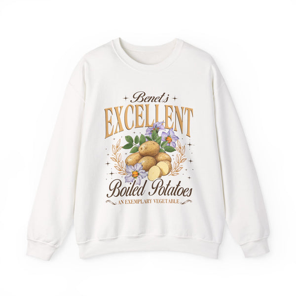 Benet's Excellent Boiled Potatoes Sweatshirt in White