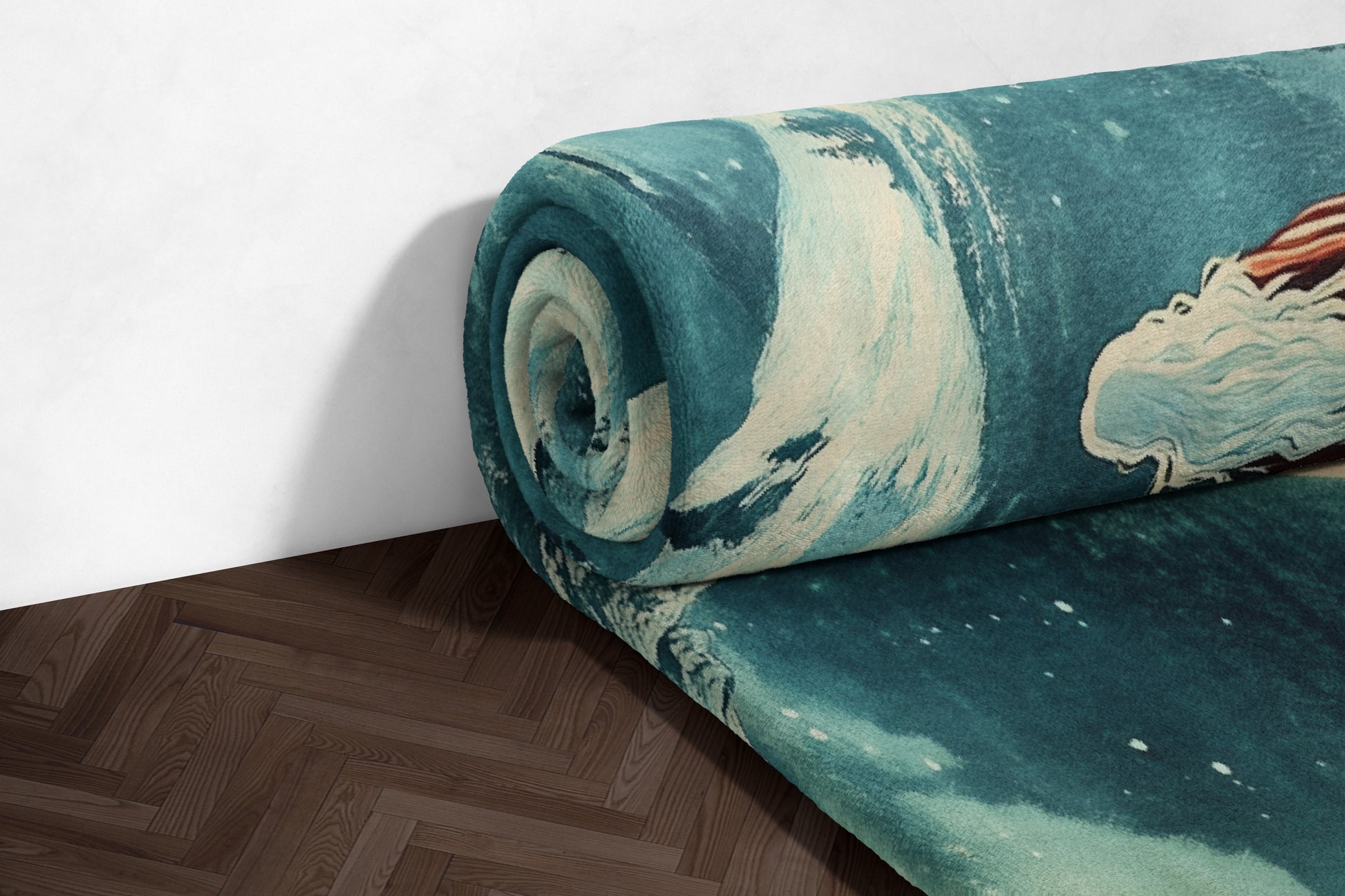 Blue Ocean Waves Design Decorative Floor Mat
