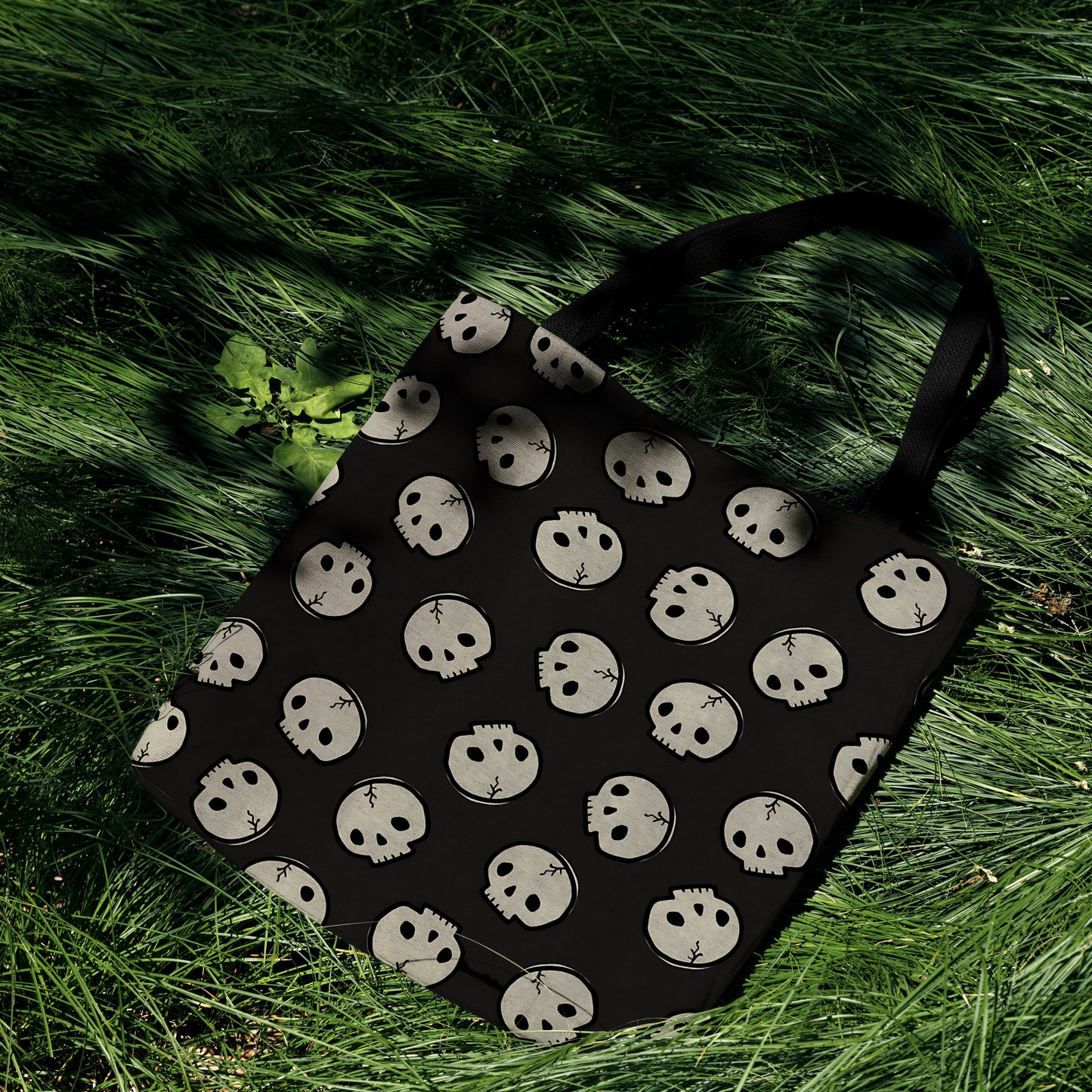 Dark Academia Halloween Skull Print Woven Tote Bag🖤💀