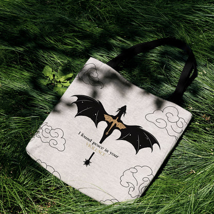 Peace in the Violence: Fourth Wing Dragon Woven Tote Bag