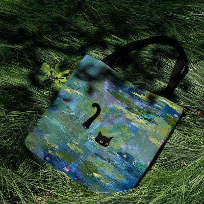 Monet Waterlily Cat Tote Bag 🐾🎨