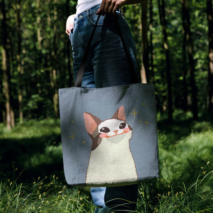 😺 Pixel Art Cat Woven Tote Bag 🌟