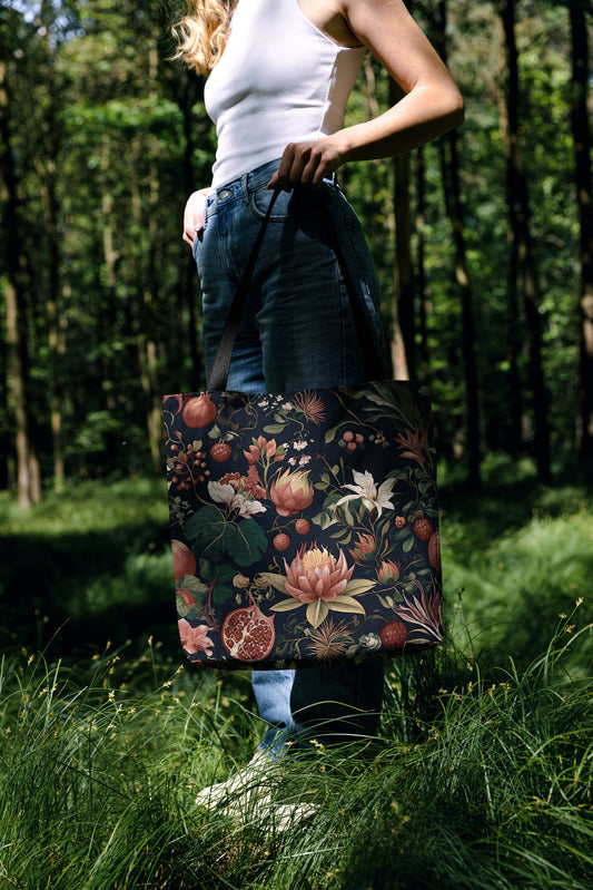 Dark Academia Floral Tote Bag 🌿✨