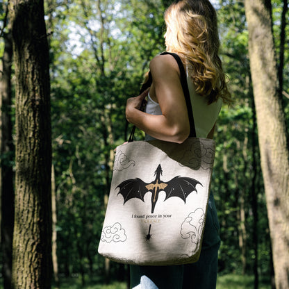 Peace in the Violence: Fourth Wing Dragon Woven Tote Bag