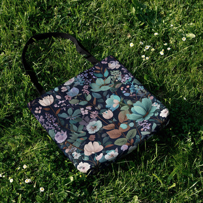 Midnight Floral Woven Tote Bag 🌙🌸