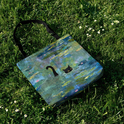 Monet Waterlily Cat Tote Bag 🐾🎨