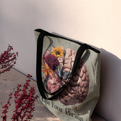 Use Your Brain Tote Bag 🧠🌸