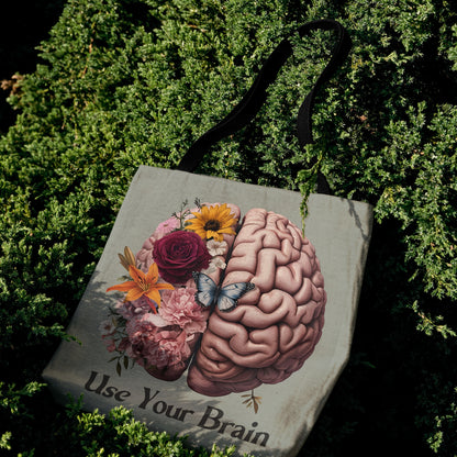 Use Your Brain Tote Bag 🧠🌸