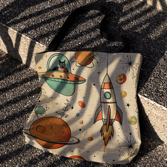 Cosmic Cat Woven Tote Bag 🚀🐾