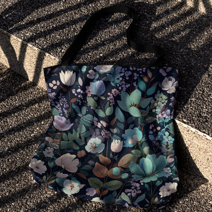 Midnight Floral Woven Tote Bag 🌙🌸