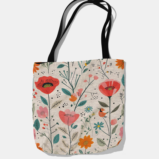 Cottagecore Floral Woven Tote Bag