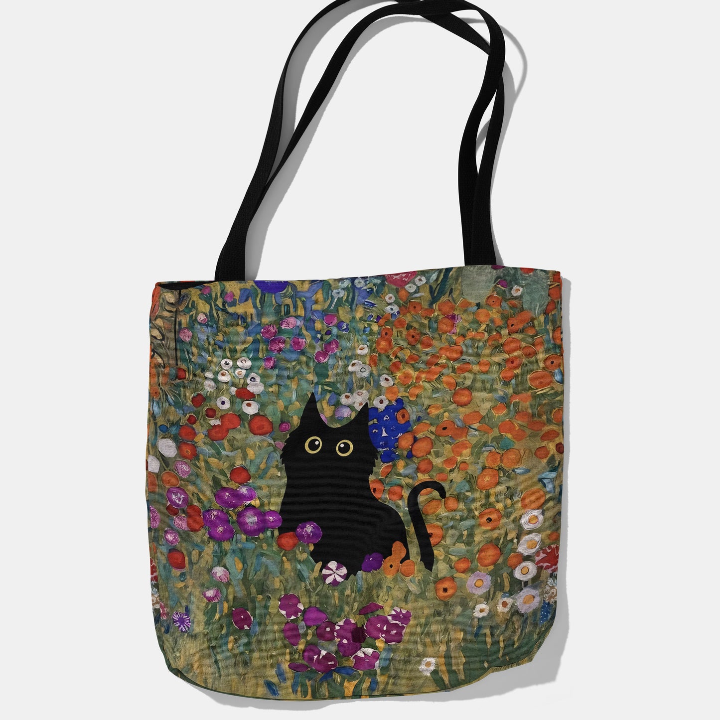 Klimt-Inspired Black Cat Tote Bag 🎨🐾