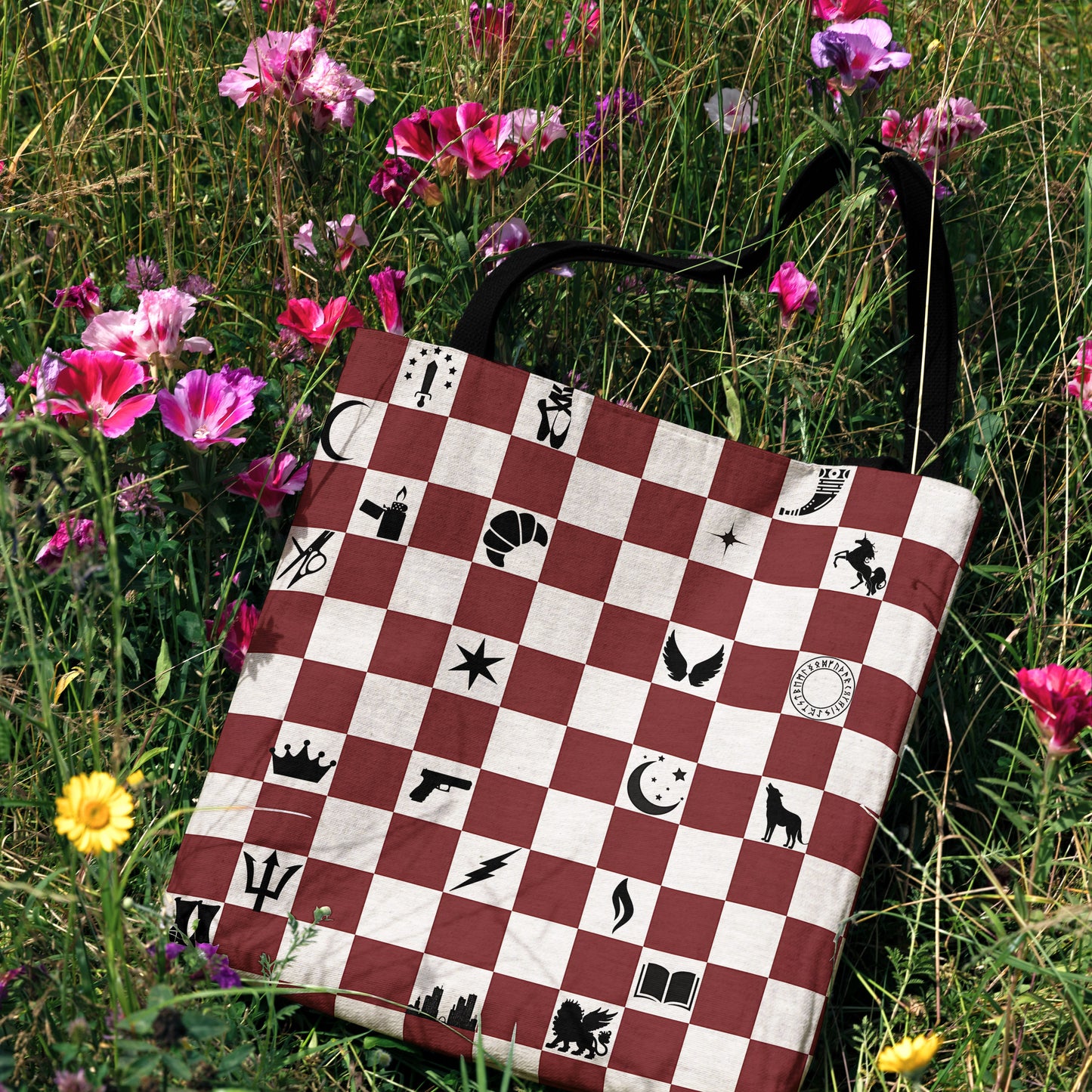 Crescent City Checkerboard Woven Tote Bag 🌌📖