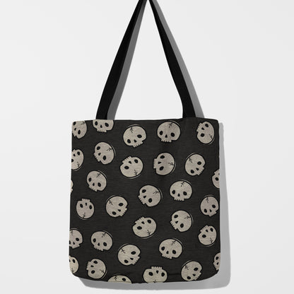 Dark Academia Halloween Skull Print Woven Tote Bag🖤💀