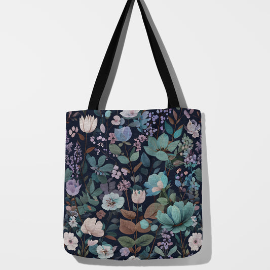 Midnight Floral Woven Woven Tote Bag