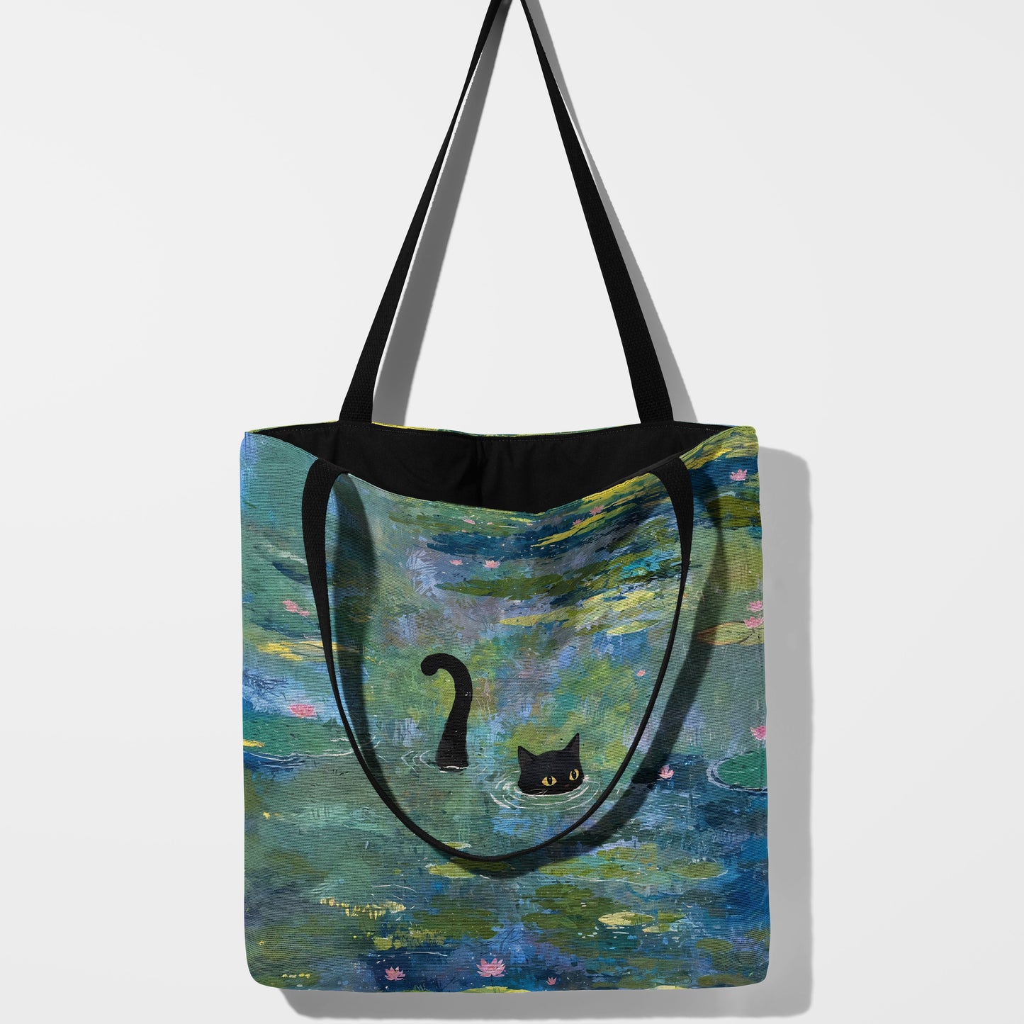 Monet Waterlily Cat Tote Bag 🐾🎨