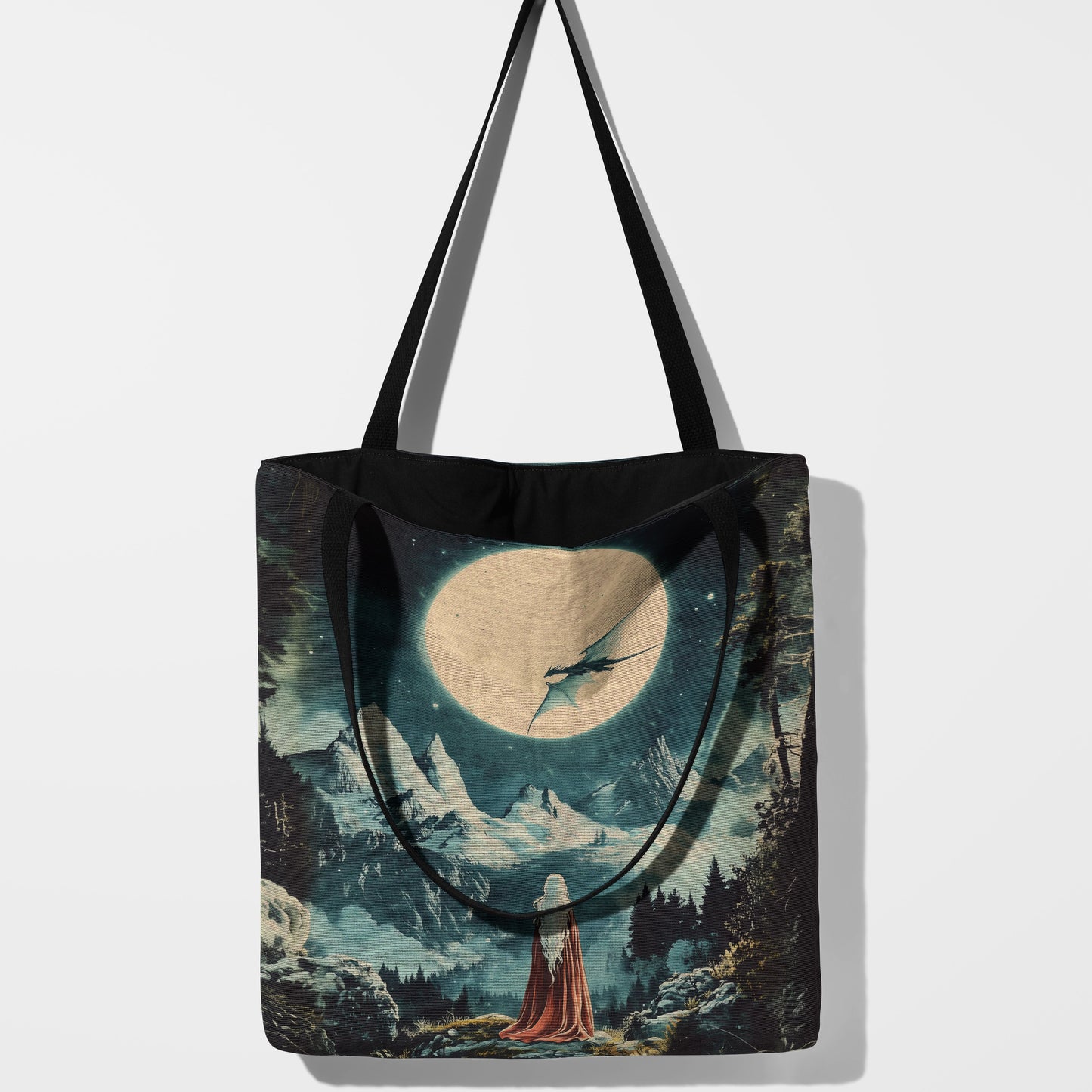 Mystical Mountain Wyvern Woven Tote Bag 🌌🐉