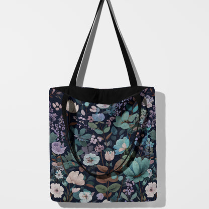 Midnight Floral Woven Tote Bag 🌙🌸