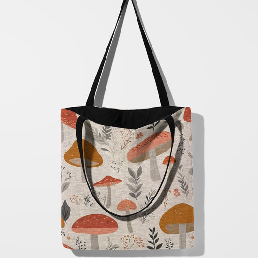 Cottagecore Mushroom Woven Tote Bag