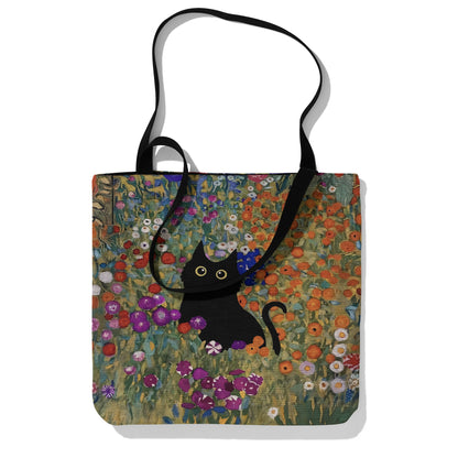 Klimt-Inspired Black Cat Tote Bag 🎨🐾