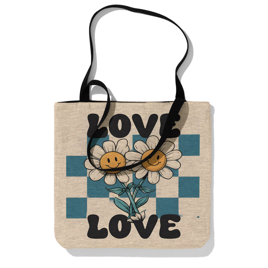 Groovy Daisy Love Woven Tote Bag - MagicMerchEmporium