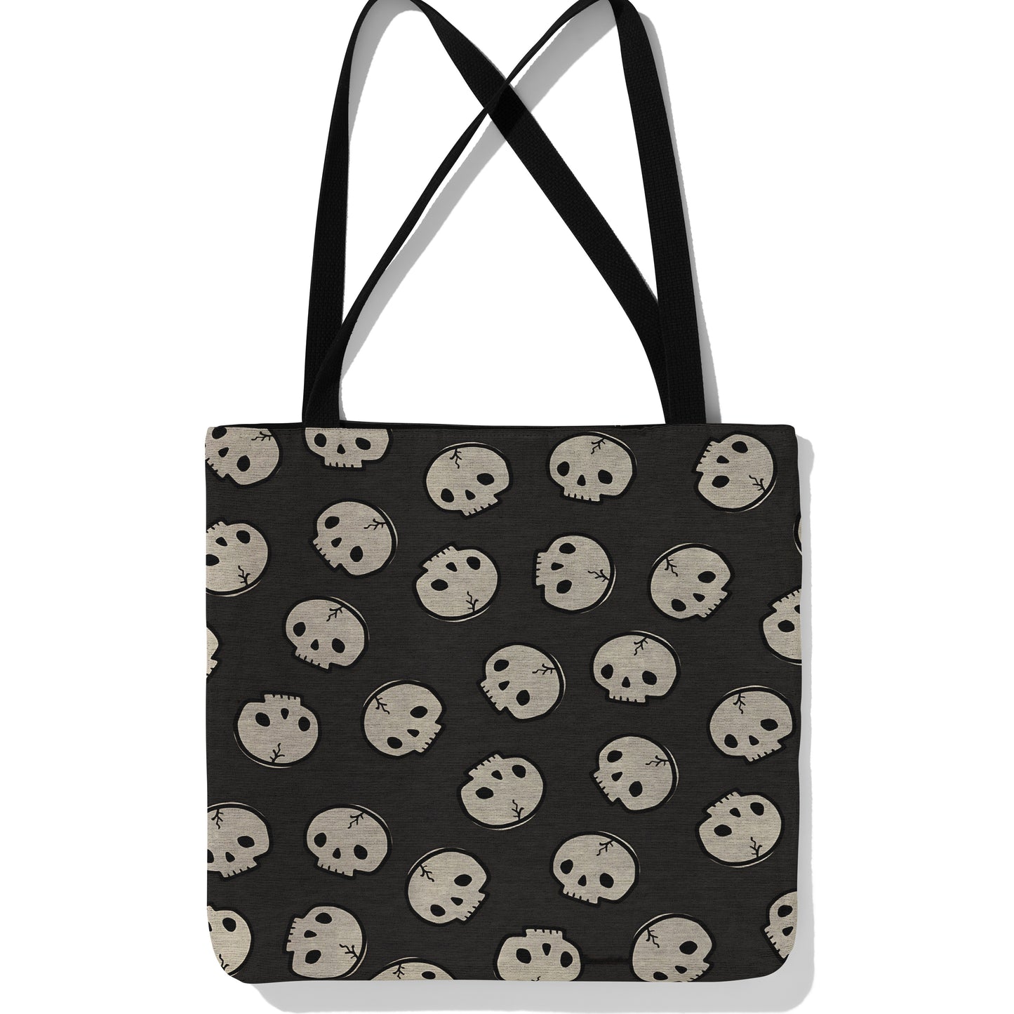 Dark Academia Halloween Skull Print Woven Tote Bag🖤💀