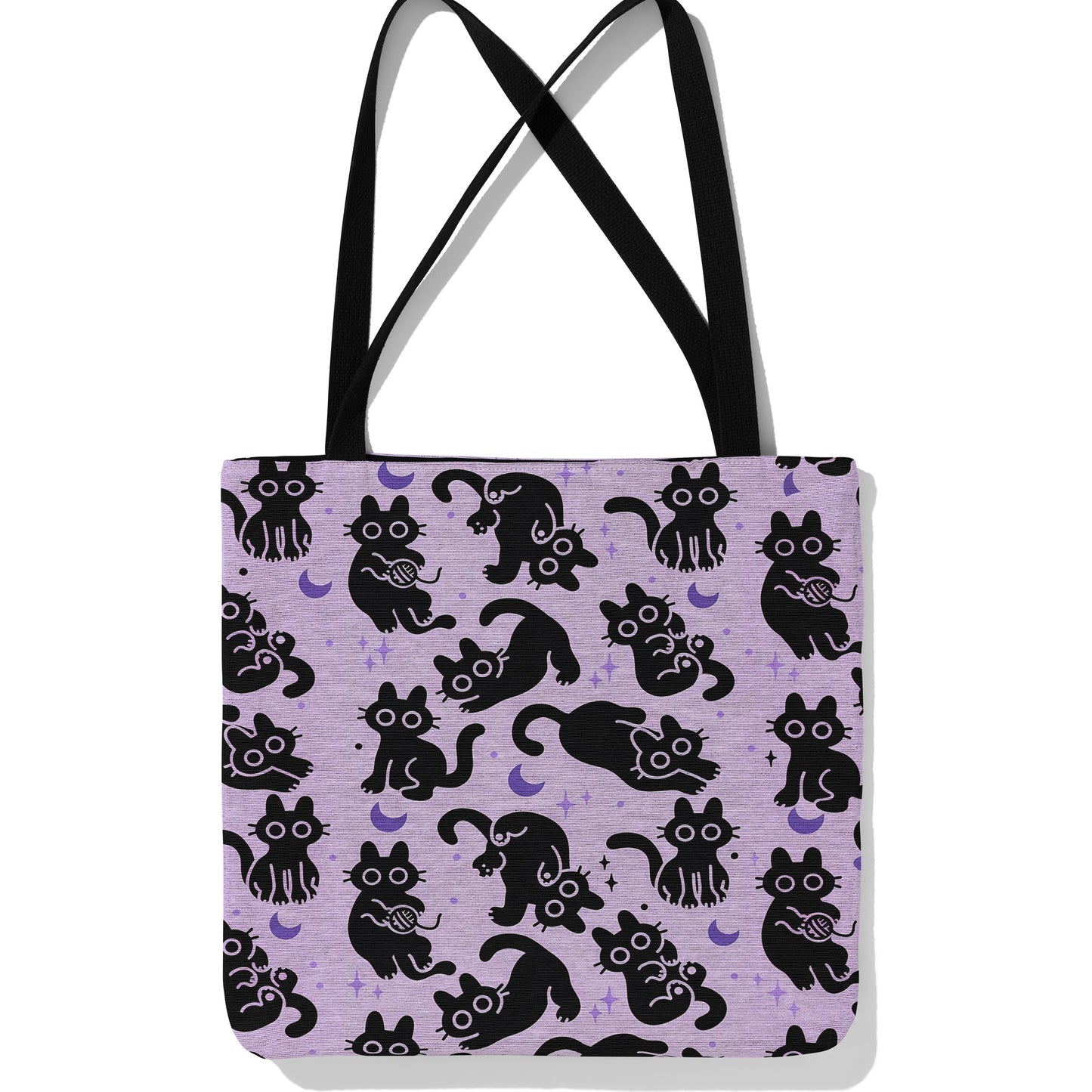 🐾 Witchy Cat Woven Tote Bag 🌙